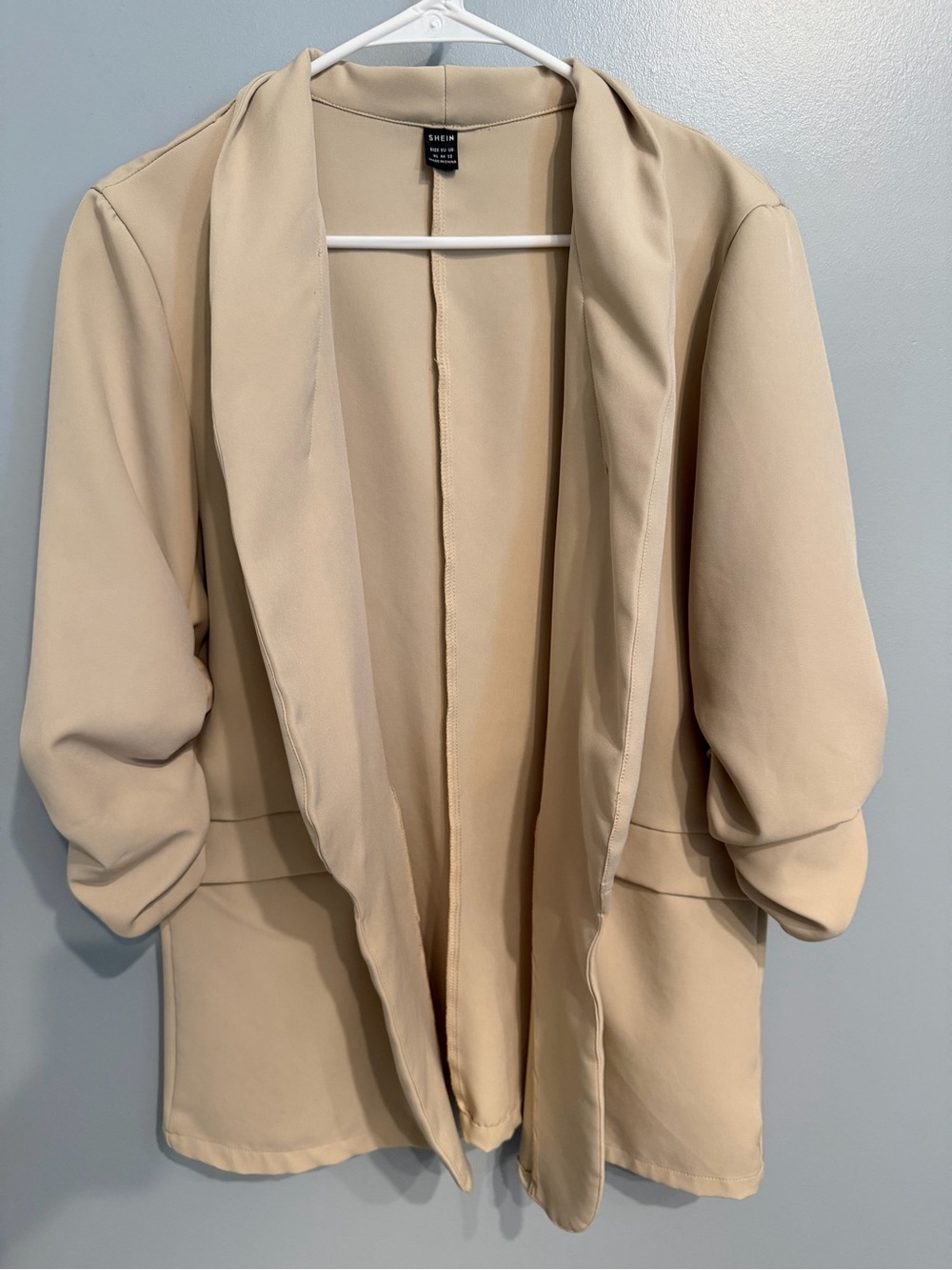 SHEIN Cream Shawl Collar Open-Front Blazer
